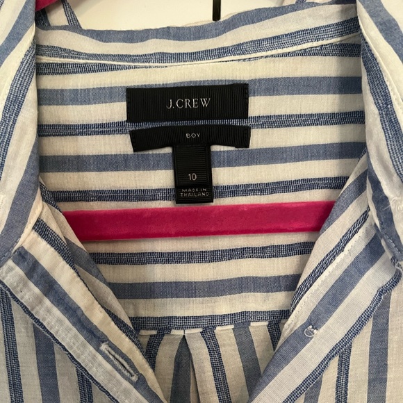 J CREW - Blue and white striped lightweight button down. GUC. Size 10. - Picture 2 of 3